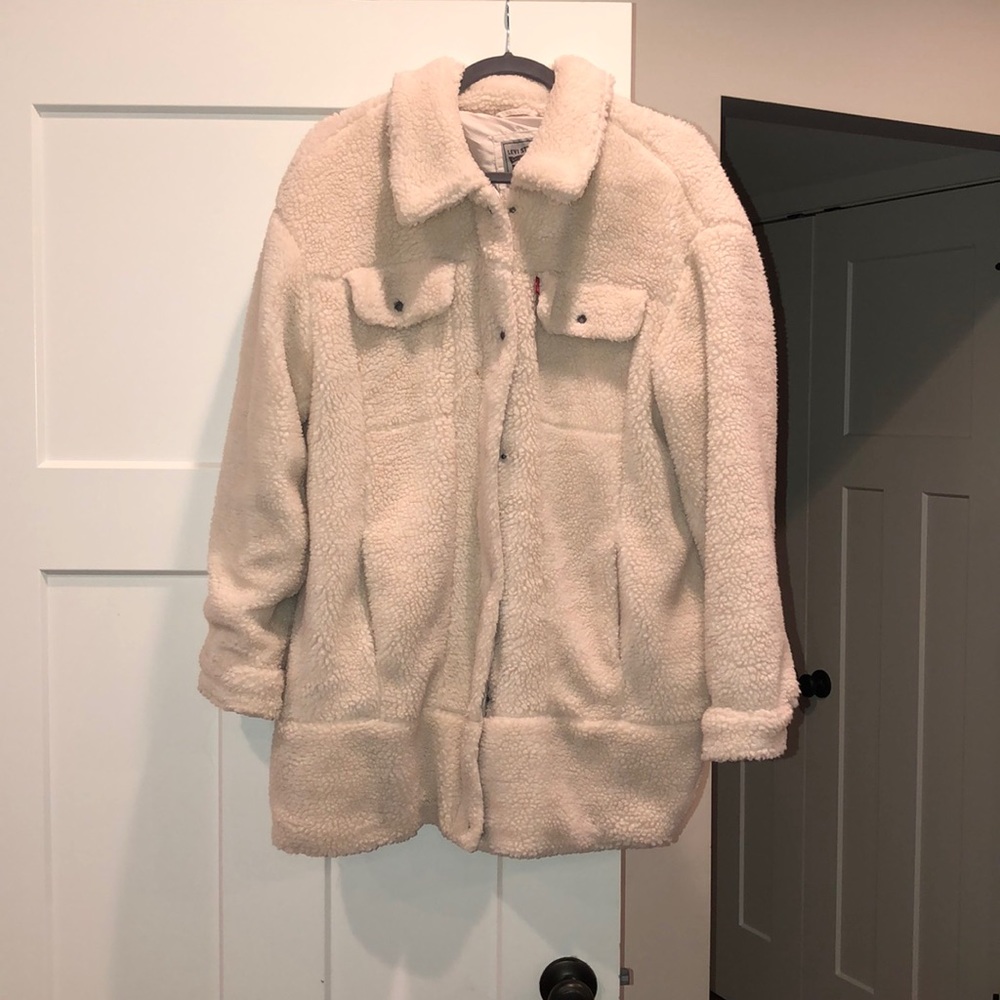 Levi zip sherpa coat